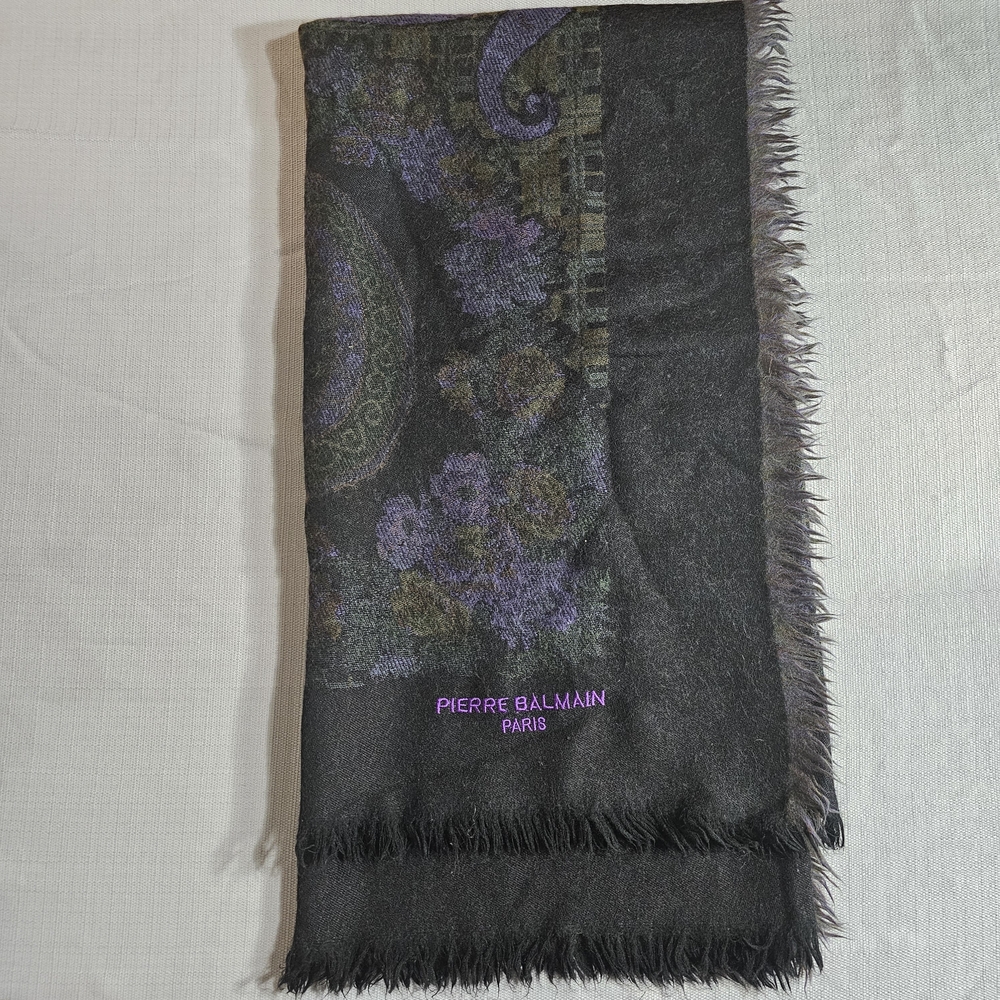 Pierre Balmain Black and Purple Scarf - Picture 1 of 3